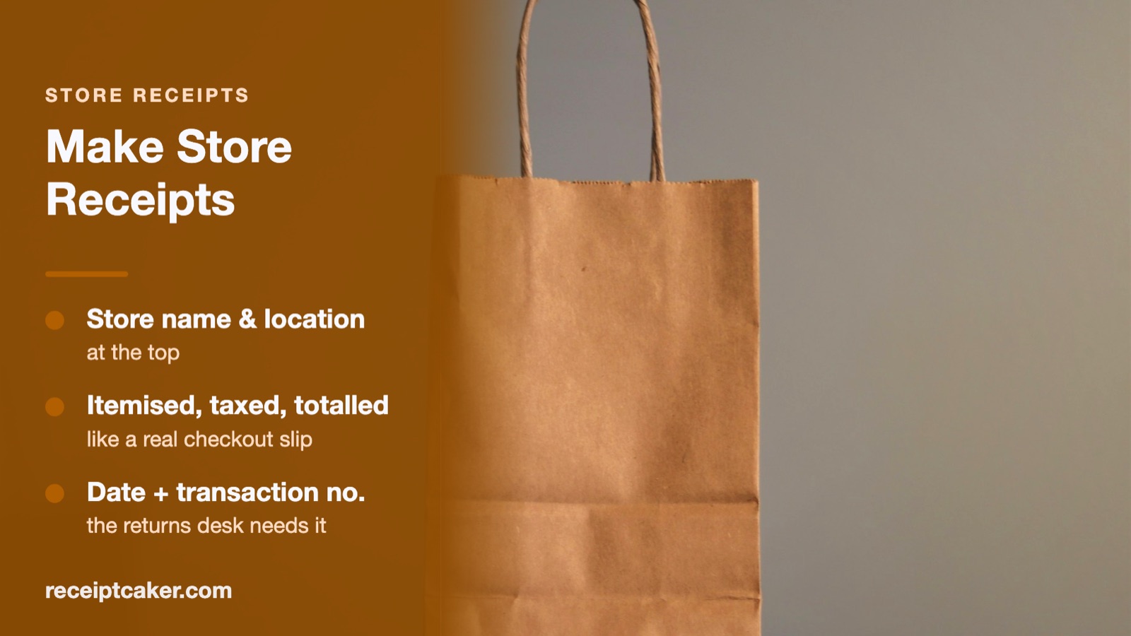 A brown paper shopping bag on a retail counter after a store purchase